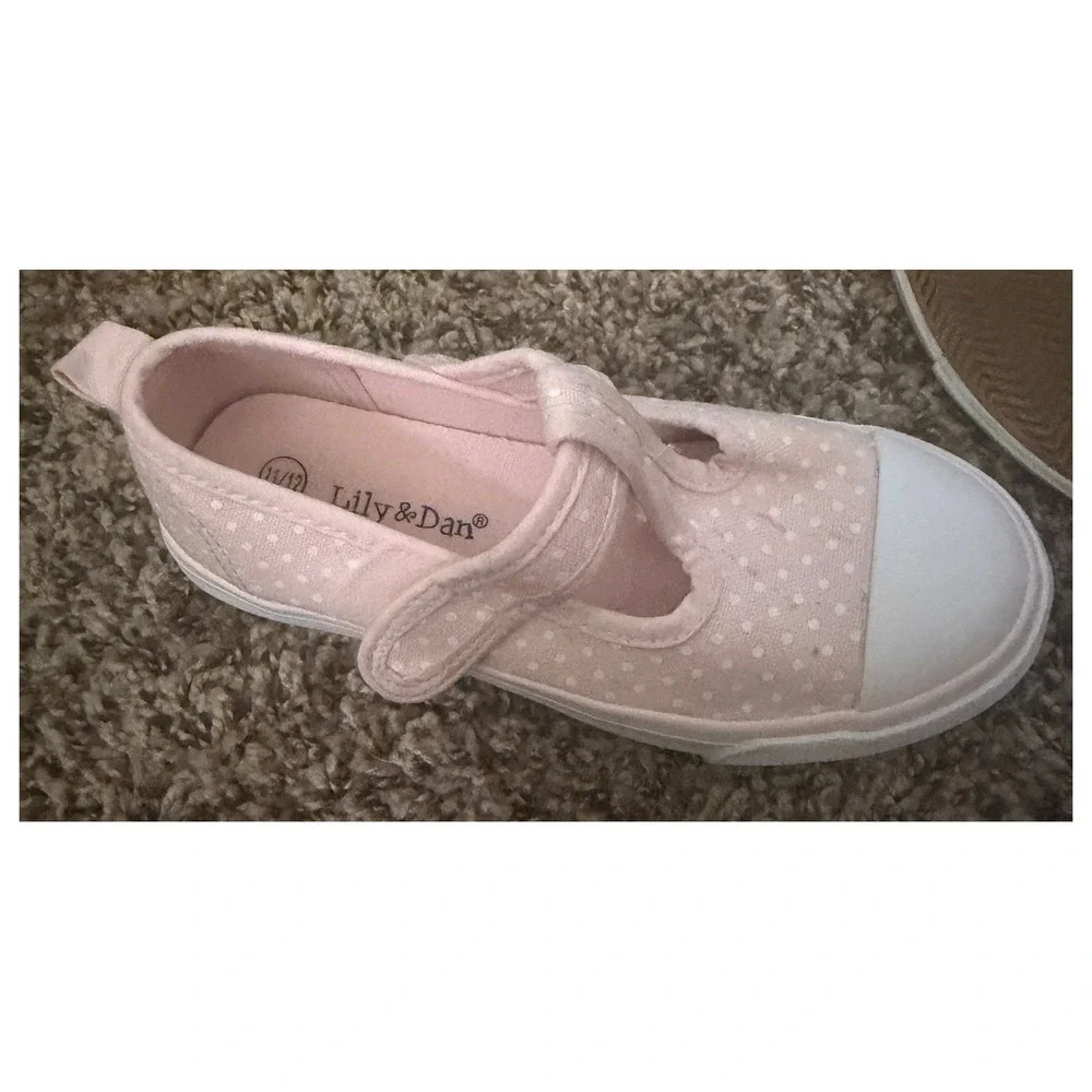 Lily & Dan Pink Polka Dot Mary Jane Canvas Sneakers Size 10/11